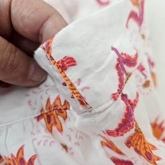 J Crew Women Floral Boho Skirt Midi Peasant Cotton Size 18 White Pink Orange - Picture 8 of 15